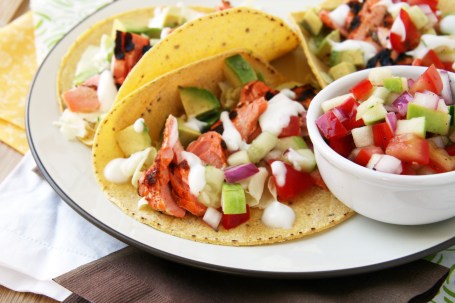 chipotle salmon taco close