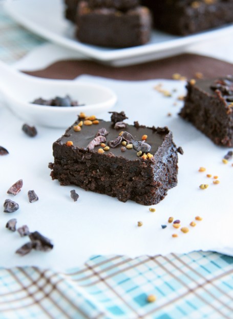 no bake vegan beel pollen fudge brownies single