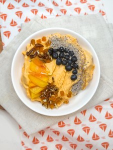 Creamy orange foods smoothie bowl