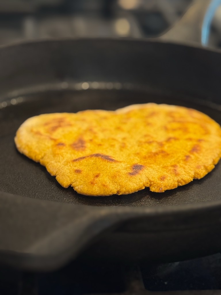 Gluten free Pumpkin flatbread cooking