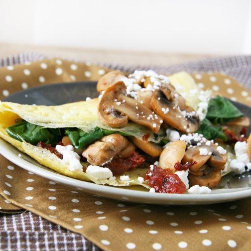Sun-Dried Tomato, Mushroom and Goat Cheese Omelette