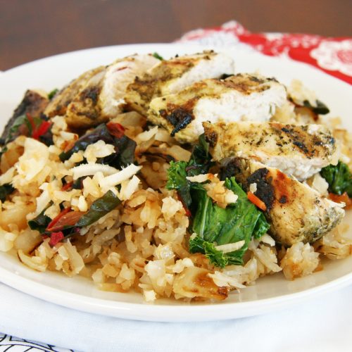 Grilled Pesto Chicken and Rutabaga Rice (AIP and Grain-free)